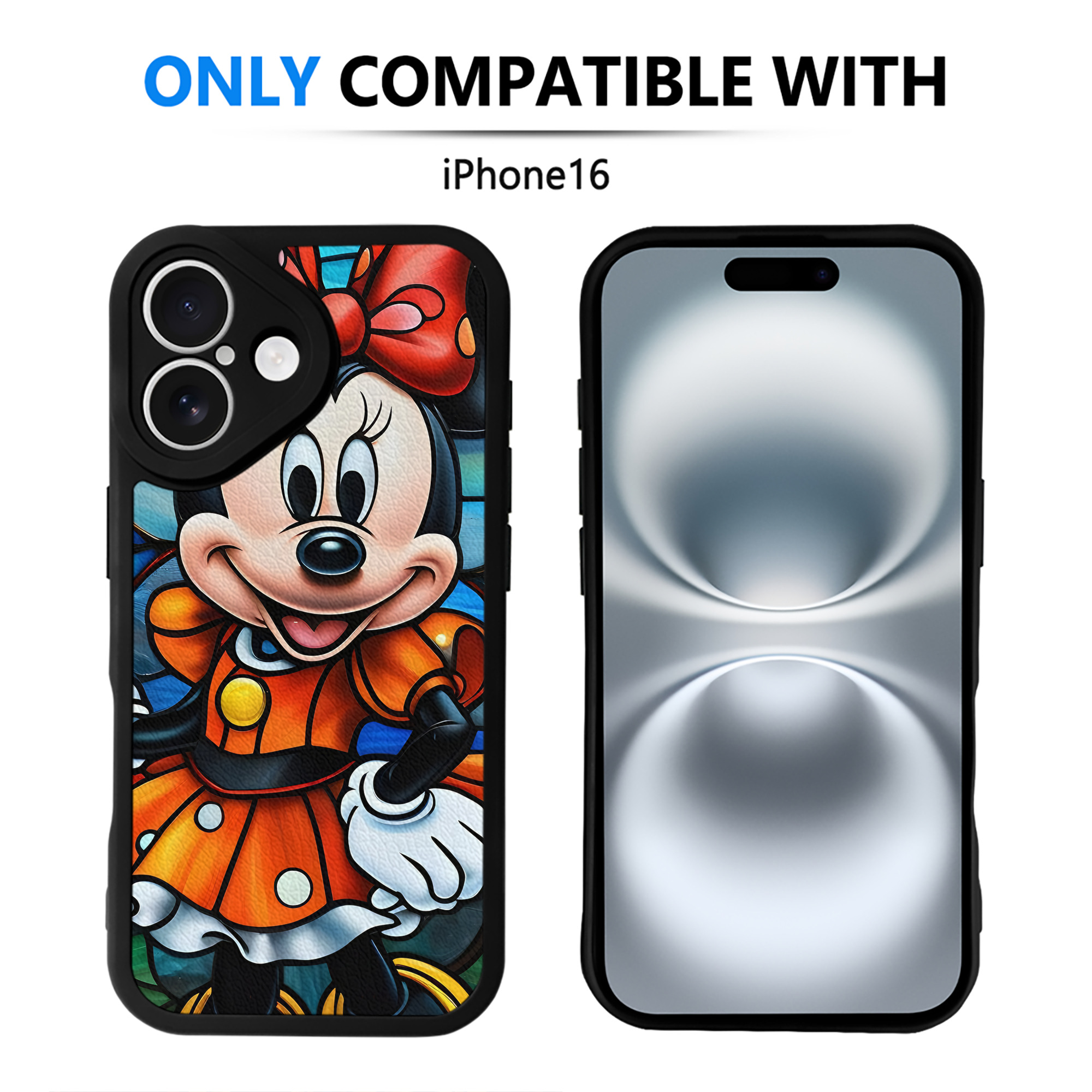（画像用） ミッキーマウス Mickey Mouse 【iPhone 16シリーズ対応】シリコンスマホケース（レザー調） 材質：シリコン